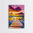 Tranquil Dock, Lake Sunset, Serene Landscape, Peaceful Wall Art, Canvas Print, Living Room Decor, Nature Artwork, Cabin Retreat
