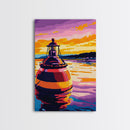 Ocean Buoy, Nautical Decor, Seaside Wall Art, Coastal Painting, Canvas Print, Living Room Wall Art, Beach House Art, Vibrant Watercolor