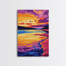 Beach Sunset, Tropical Art, Ocean Painting, Colorful Landscape, Framed Canvas Print, Coastal Home Decor, Living Room Wall Art, Seaside Art