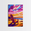 Adirondack Chair, Relaxing Beach Scene, Vacation Art, Vibrant Sunset, Canvas Print, Coastal Decor, Living Room Wall Art, Summer Vibes