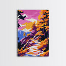 Autumn Trail Art, Fall Landscape Painting, Vibrant Seasonal Decor, Forest Path Print, Home Accent, Framed Canvas Print, Living Room Art