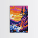 River Rapids Art, Nature Landscape Painting, Waterfall Print, Wilderness Wall Decor, Outdoor Adventure Art, Framed Canvas Print, Den Art
