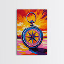 Compass Art, Adventure Theme, Travel Wall Decor, Nautical Aesthetic, Wanderlust Print, Office Inspiration, Framed Canvas Print, Gift