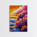 Sunset Beach Art, Ocean Wall Art, Colorful Landscape Painting, Coastal Canvas Print, Vibrant Sunset Decor, Large Wall Art, Boho Art
