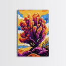 Desert Tree Painting, Vibrant Nature Wall Art, Colorful Cactus Art, Southwestern Canvas Print, Living Room Wall Art, Boho Home Decor