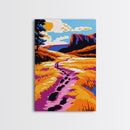 Mountain Trail Art, Vibrant Landscape Painting, Colorful Nature Print, Rustic Canvas Print, Living Room Wall Art, Boho Home Decor