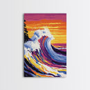 Big Wave Art, Colorful Ocean Painting, Surf Canvas Print, Coastal Beach Wall Decor, Modern Seascape Art, Nautical Home Wall Art