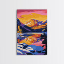 Mountain Lake Art, Colorful Nature Painting, Vibrant Landscape Canvas Print, Rustic Wall Art, Cabin Decor, Living Room Wall Art