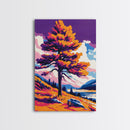 Lone Tree Painting, Colorful Nature Wall Art, Vibrant Landscape Canvas Print, Rustic Home Decor, Living Room Wall Art, Boho Art