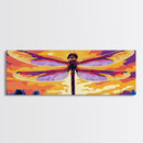 Dragonfly Art, Sunset Canvas Print, Nature Decor,  Colorful Framed Canvas, Boho Wall Art, Vibrant Bedroom Art, Insect Illustration,