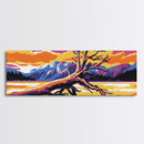 Fallen Tree, Nature Art, Mountain Landscape, Framed Canvas Print, Colorful Wall Art, Rustic Living Room Decor, Vibrant Painting