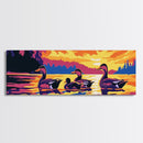 Ducks on Lake, Nature Canvas Print, Vibrant Sunset Painting, Wildlife Wall Art, Framed Canvas Print, Cabin Decor, Rustic Living Room Art