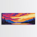 Twilight Over Mountains, Vibrant Nature Print, Sunset Landscape Art, Boho Wall Decor, Framed Canvas Print, Living Room Art, Colorful