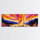 Campfire Glow, Wilderness Bonfire, Vibrant Sunset, Cabin Decor, Framed Canvas Print, Outdoor Wall Art, Rustic Living Room, Cozy Fall Art