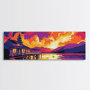 Sunset Cabin, Lakeside Retreat, Mountain House, Vibrant Nature Art, Framed Canvas Print, Rustic Wall Art, Autumn Decor, Cabin Aesthetic