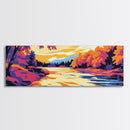 Autumn River, Golden Reflection, Vibrant Foliage, Fall Landscape, Framed Canvas Print, Living Room Wall Art, Cozy Home Decor, Seasonal Art