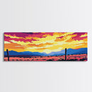 Barbed Wire, Western Sunset, Rural Landscape, Canvas Print, Cowboy Wall Art, Rustic Home Decor, Vibrant Sky, Country Aesthetic
