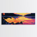 Autumn Leaf, Sunset Lake, Nature Wall Art, Canvas Print, Rustic Home Decor, Fall Landscape, Cabin Aesthetic, Boho Art, Warm Tones