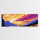 Rolling Hills, Sunset Sky, Colorful Landscape, Framed Canvas Print, Scenic Nature Decor, Vibrant Home Aesthetic, Serene Painting