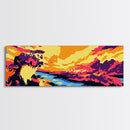 Sunset Cliff, Vibrant Nature Art, Landscape Wall Decor, Framed Canvas Print, Colorful Sunset Painting, Large Wall Art, Gift Idea