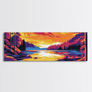 Forest Lake, Autumn Landscape Art, Cozy Fall Wall Decor, Framed Canvas Print, Vibrant Nature Painting, Cabin Home Accent, Gift Idea