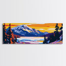 Snowy Peak, Winter Landscape Art, Rustic Lodge Wall Decor, Framed Canvas Print, Mountain Cabin Painting, Christmas Home Accent, Gift Idea