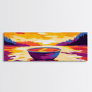 Boat Reflection, Peaceful Lake Art, Minimalist Wall Decor, Framed Canvas Print, Serene Nature Painting, Sunset Water Scene, Gift Idea