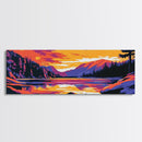 Sunset Lake, Nature Wall Art, Modern Landscape, Vibrant Colors, Wilderness Scene, Living Room Decor, Framed Canvas Print