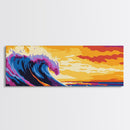 Rolling Wave, Surf Art, Ocean Wall Decor, Vibrant Seascape, Surfer Gift, Coastal Living, Summer Beach, Framed Canvas Print