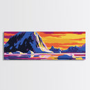 Icy Mountain, Sunset Over Ice, Vibrant Frozen Landscape, Cool Color Palette, Arctic Beauty, Bold Wall Art, Canvas Print