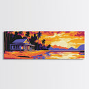 Beach House, Tropical Sunset, Coastal Retreat, Canvas Print, Vacation Wall Art, Vibrant Colors, Relaxing Home Decor, Island Life
