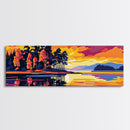 Autumn Reflection, Fall Landscape, Nature Wall Art, Warm Sunset, Tranquil Lake, Cabin Decor, Vibrant Colors, Framed Canvas Print