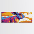 Colorful Rabbit, Animal Wall Art, Boho Home Decor, Vibrant Wildlife, Whimsical Painting, Pet Lover Gift, Canvas Print