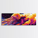 Jellyfish Glow, Ocean Art, Underwater Scene, Vibrant Colors, Marine Life, Surreal Design, Unique Wall Decor, Canvas Print