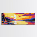 Sunset Over Water, Vibrant Landscape, Serene Lake, Cabin Retreat, Warm Color Palette, Living Room Decor, Canvas Print