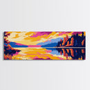 Tranquil Reflections, Nature Scene, Bold Colors, Relaxing Wall Art, Lakeside View, Wilderness Escape, Framed Canvas Print
