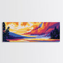 Dramatic Sky, Sunset Over Lake, Majestic Clouds, Vibrant Color Palette, Serene Landscape, Cabin Retreat, Canvas Print