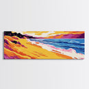 Coastal Sunset, Beach Wall Art, Ocean Waves, Seaside Decor, Framed Canvas Print, Summer Home, Vibrant Landscape, Boho Art