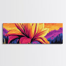 Blooming Lily, Floral Wall Art, Vibrant Flower Print, Nature Inspired Decor, Framed Canvas Print, Boho Home Art, Botanical Bedroom Decor
