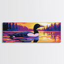Loon on Lake, Nature Wildlife Art, Tranquil Water Scene, Rustic Home Decor, Framed Canvas Print, Cabin Wall Art, Peaceful Living Room Art