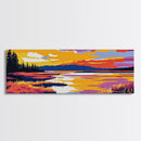 Marshland Sunset, Reflections Art, Framed Canvas Print, Tranquil Landscape, Nature Wall Art, Bedroom Artwork, Warm Autumn Colors