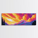 Golden Mountains, Dramatic Sunset, Framed Canvas Print, Majestic Landscape, Adventure Wall Art, Living Room Decor, Vibrant Home Artwork