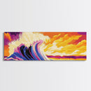 Sunset Ocean, Coastal Wave, Vibrant Seascape, Beach House Decor, Canvas Print, Nautical Wall Art, Surfing Home Decor, Summer Vibes