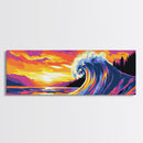 Tropical Wave, Bold Sunset, Colorful Ocean, Surreal Art, Canvas Print, Coastal Wall Art, Beach House Decor, Vibrant Landscape