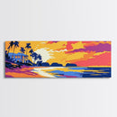 Beach Paradise, Palm Trees, Vibrant Sunset, Coastal Scene, Canvas Print, Living Room Wall Art, Island Escape, Tropical Home Decor