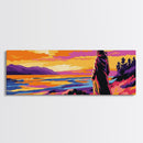 Woman By Lake, Serene Landscape, Sunset Painting, Nature Art, Canvas Print, Cozy Bedroom Art, Modern Wall Decor, Boho Living Space