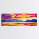Field Sunset, Sunset Drive, Scenic Travel Art, Framed Canvas Print, Bold Colors, Boho Home Decor, Wanderlust Art, Nature Inspired