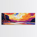 Canyon Sunset, River View, Dramatic Landscape, Framed Canvas Print, Bold Colors, Scenic Wall Art, Living Room Decor, Rustic Home