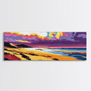 Lake View, Sunset Beach, Vibrant Seascape, Framed Canvas Print, Coastal Wall Art, Beach House Decor, Bold Colors, Summer Vibes