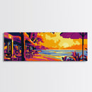 Beach Café, Ocean Sunset, Tropical Decor, Coastal Home Art, Canvas Print, Relaxing Living Room Wall Art, Travel Inspired Painting
